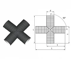 Крестовина гофрированная канализационная 400/343 пэ SN8/SN6